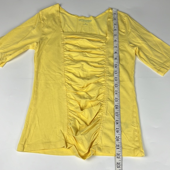 Soft Surroundings Missy T-Shirt Square Neckline Ruche Front Tee Size: XS - Picture 5 of 7